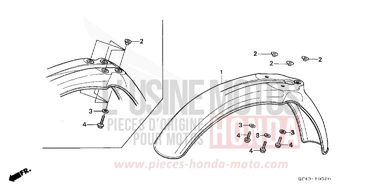 KOTFLUEGEL, VORNE von CR80R "große Räder" FLASH RED (R119) von 1986
